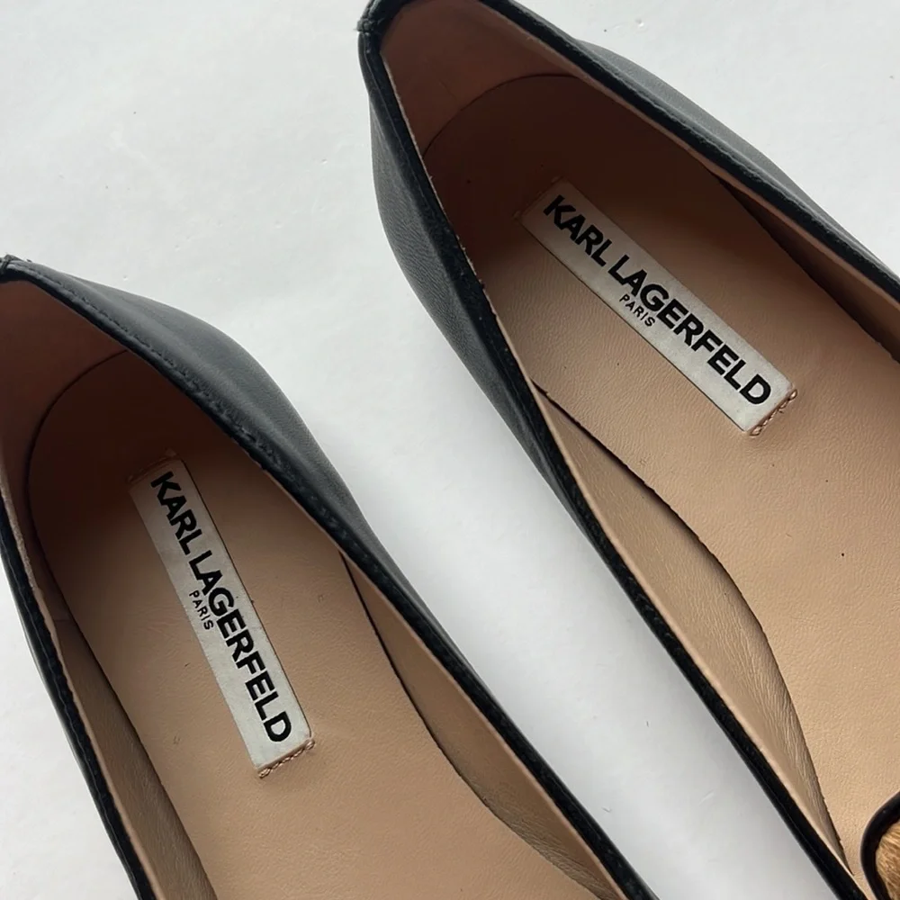 Karl Lagerfeld Leopard Pointed Toe Loafers 8.5 - Picture 2 of 8